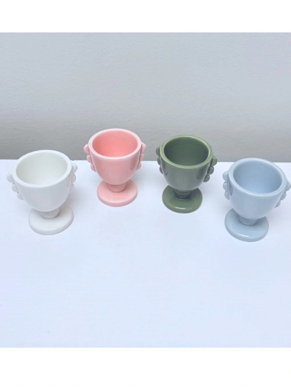 Full Set of Four Colorful Ceramic Egg Cups, 2026, Target Bullseye’s Playground